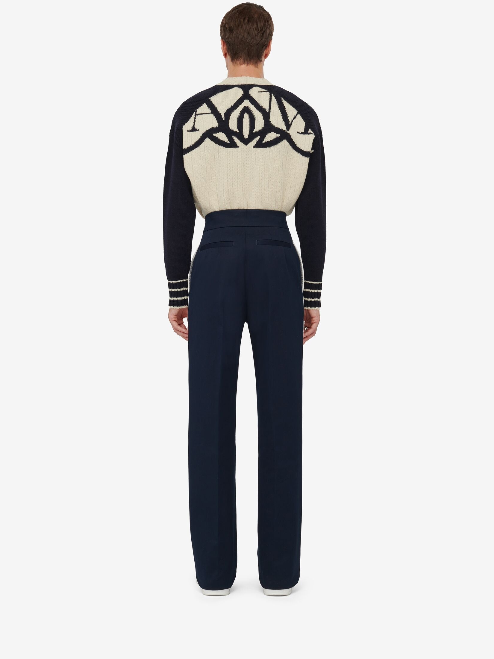 Men's Exploded Seal Logo Jumper in Cream/navy - 4