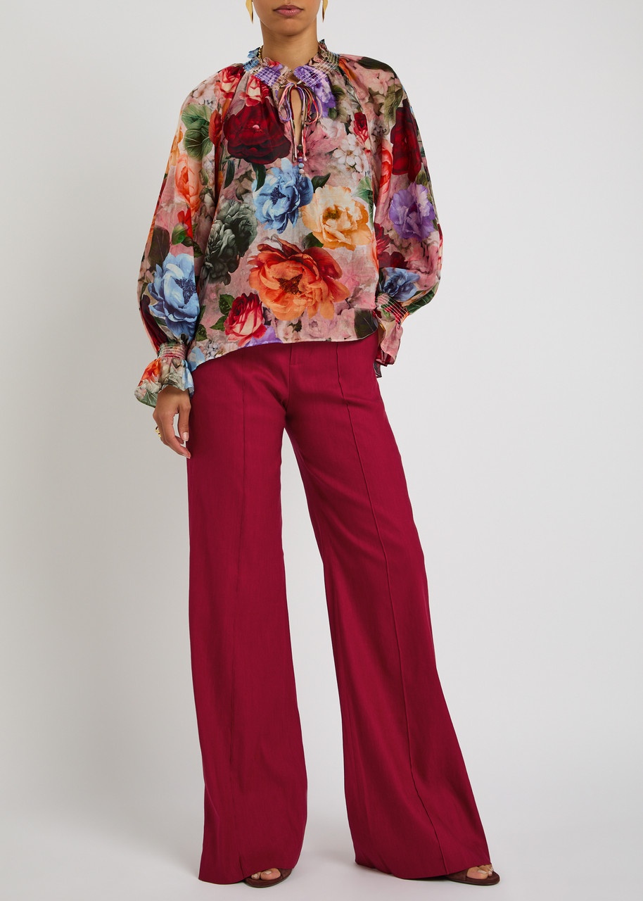 Alice + Olivia Dylan Linen-blend Wide-leg Trousers - 4