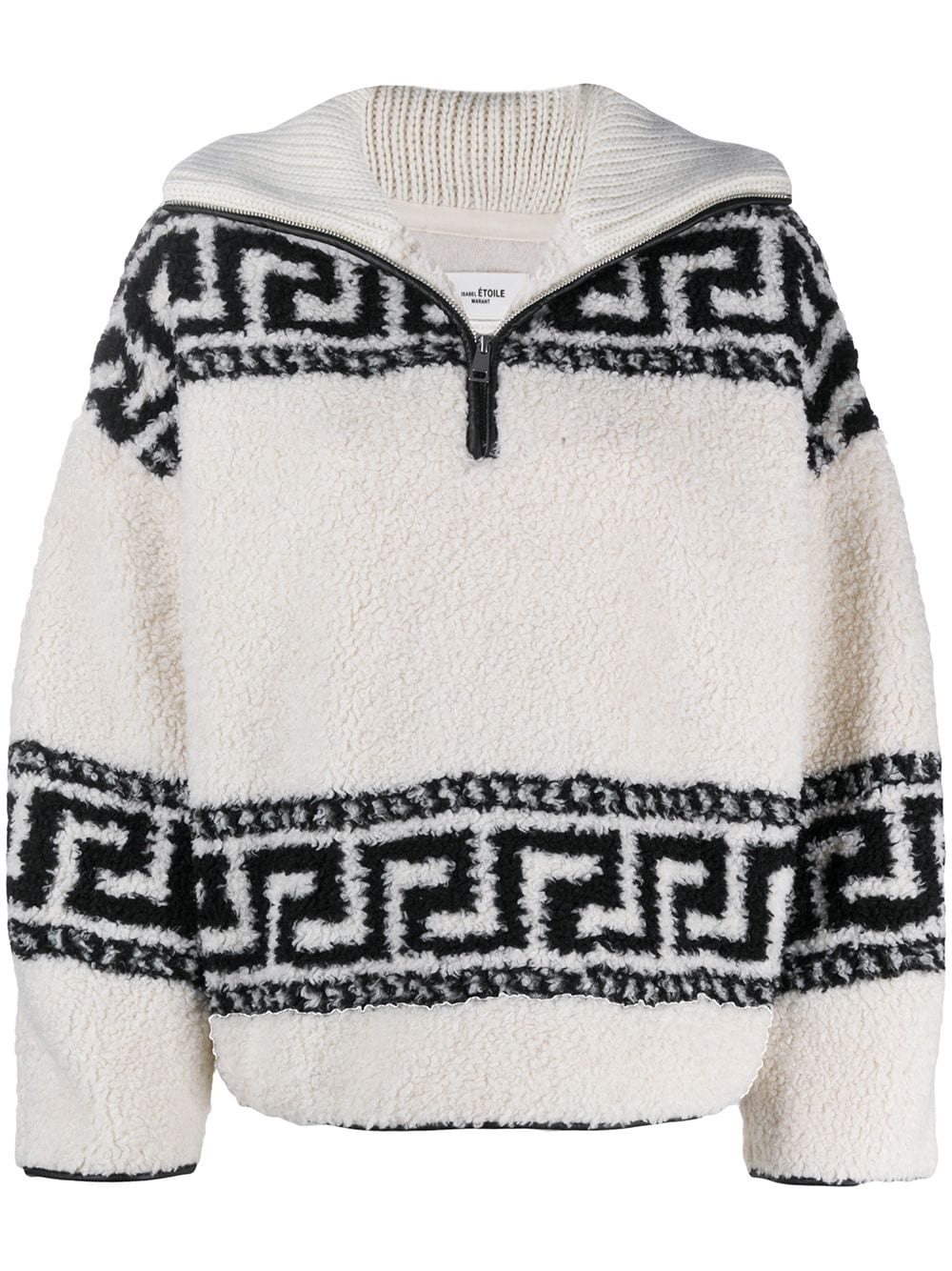 printed zip-down cotton jumper - 1