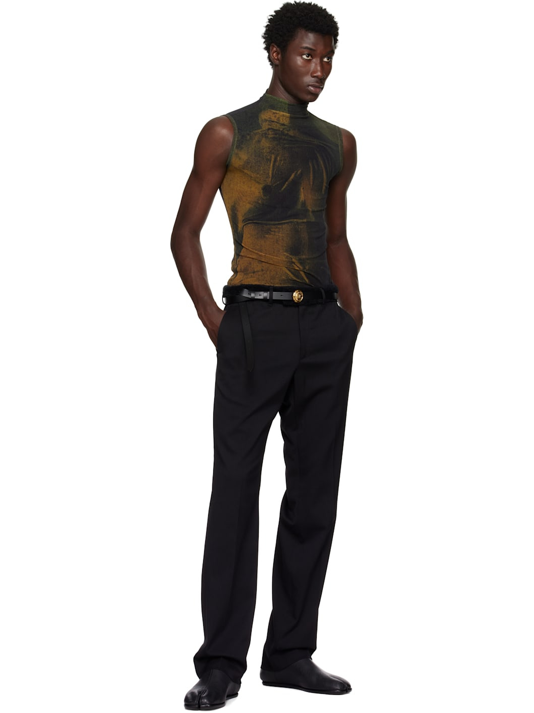 Black Champagne Cork Leather Belt - 2