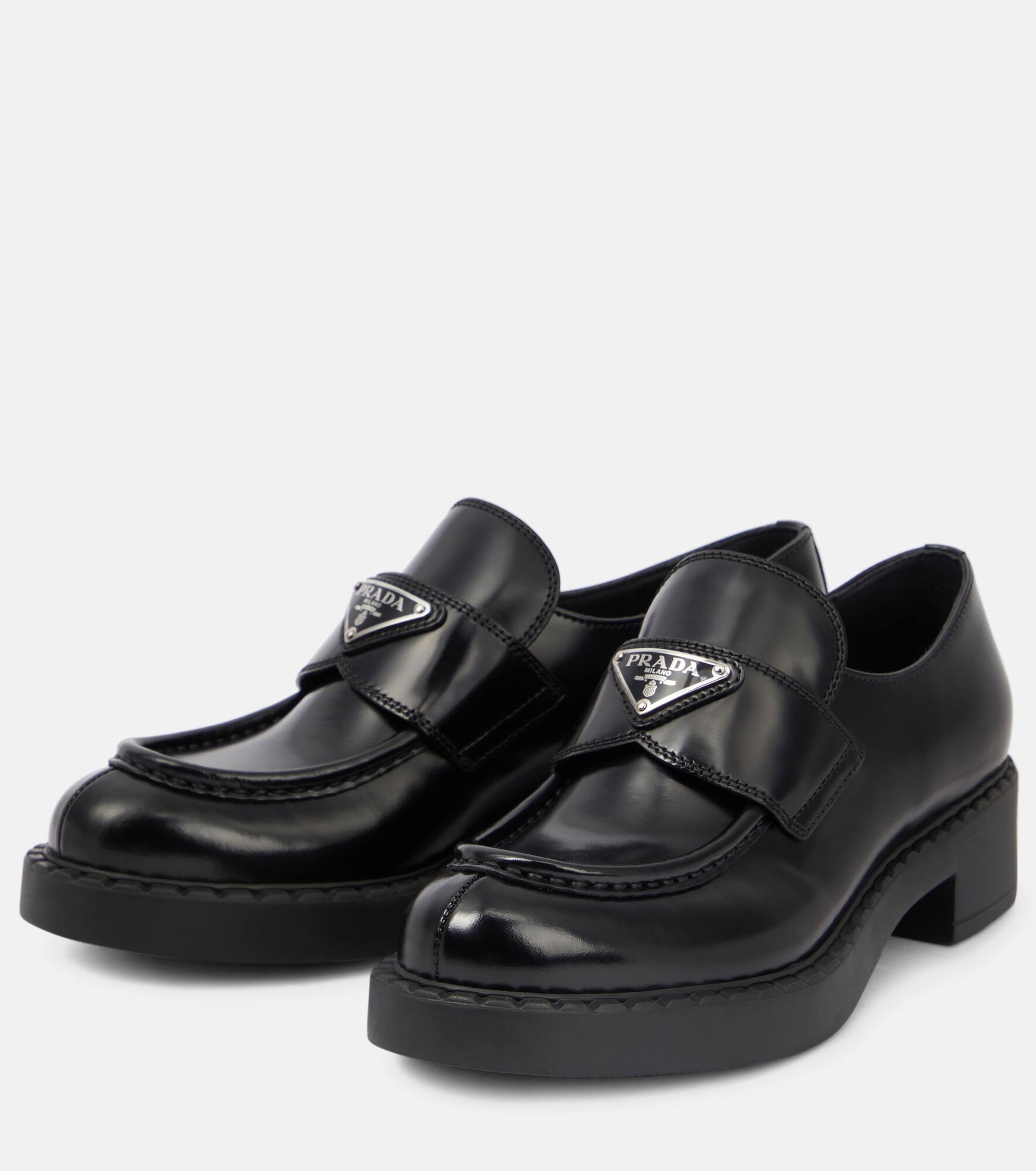 Platform leather loafers - 5