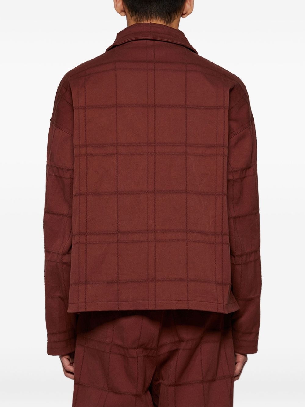 check-patterned zip-up jacket - 5