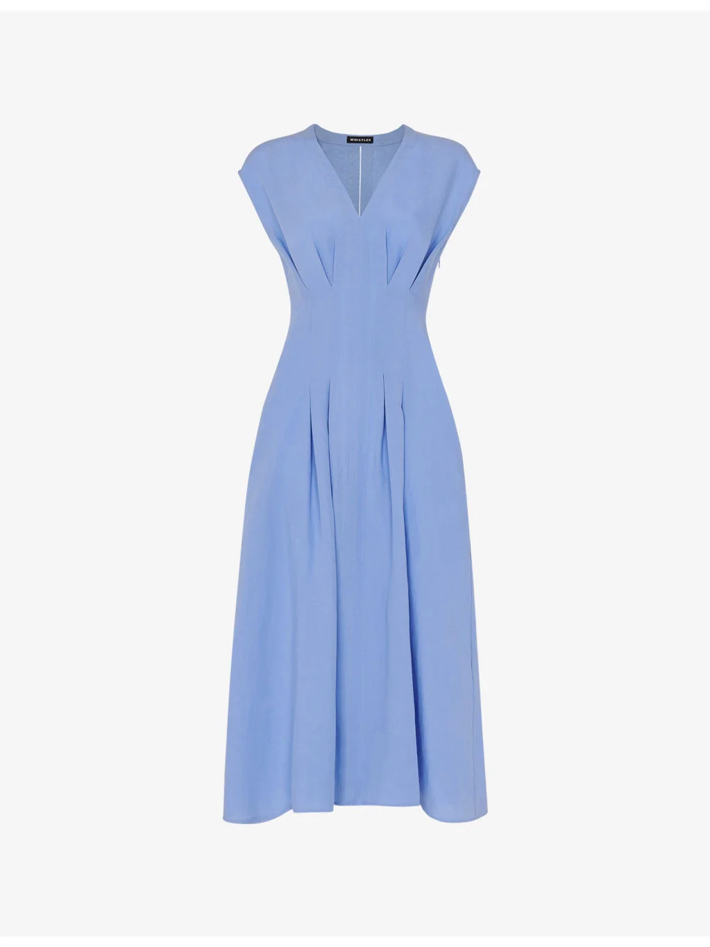 Panel V-Neck Short-Sleeve Linen-Blend Midi Dress - 1