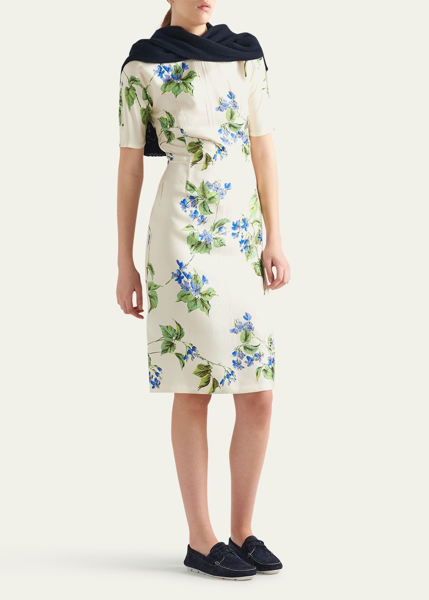Viola Floral-Print Silk Short-Sleeve Midi Dress - 2