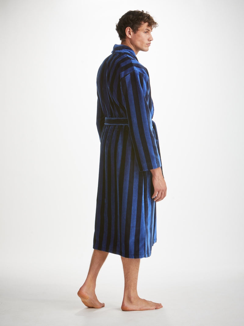 Men's Bathrobe Aston 36 Terry Cotton Navy - 4