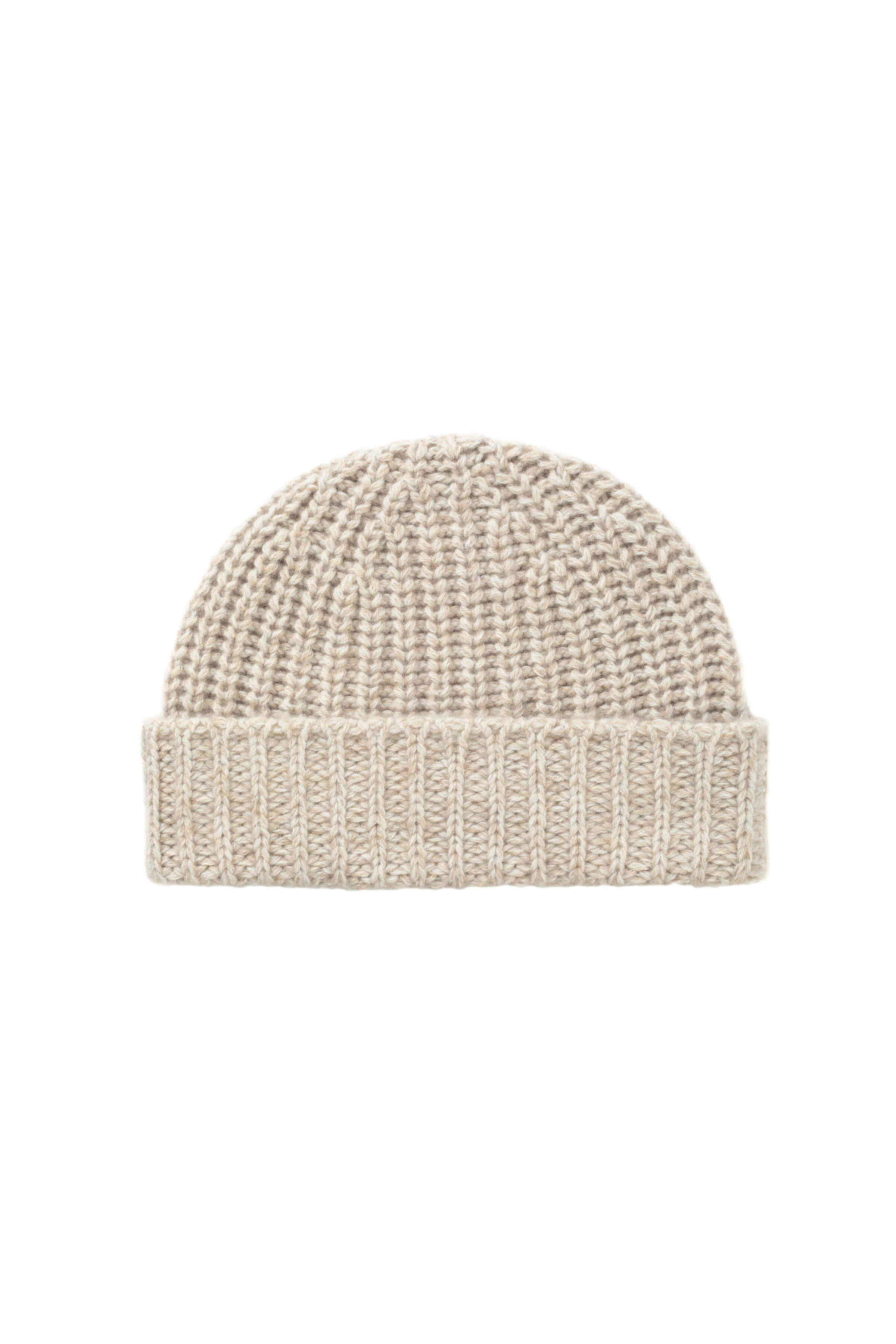 Half Cardigan Stich Cream Cashmere Beanie - 1