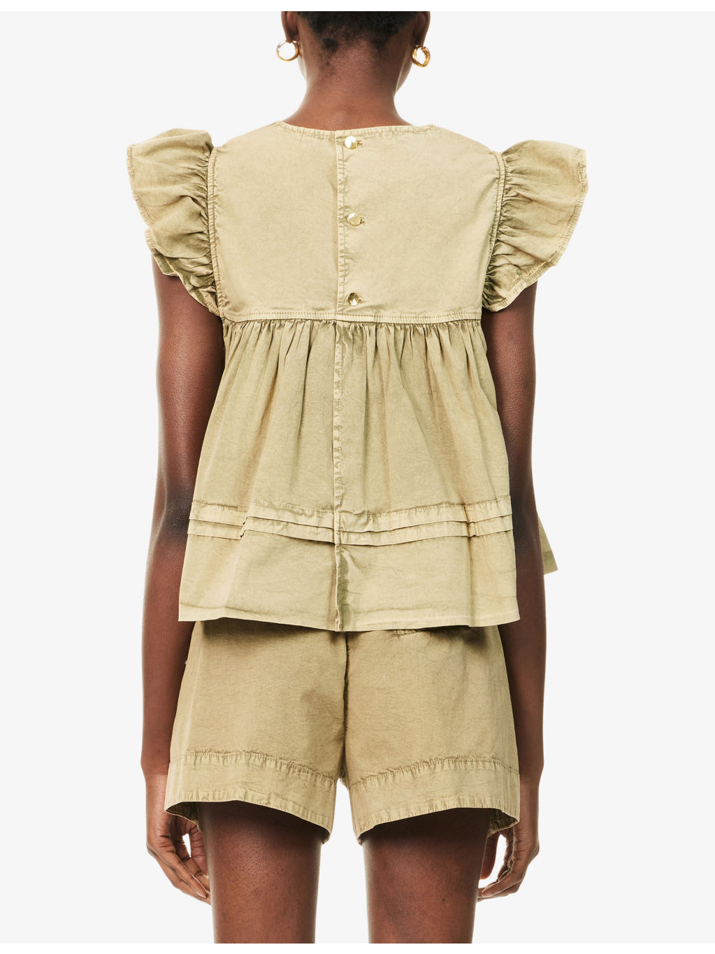 Ruffled Round-Neck Stretch-Cotton Top - 4