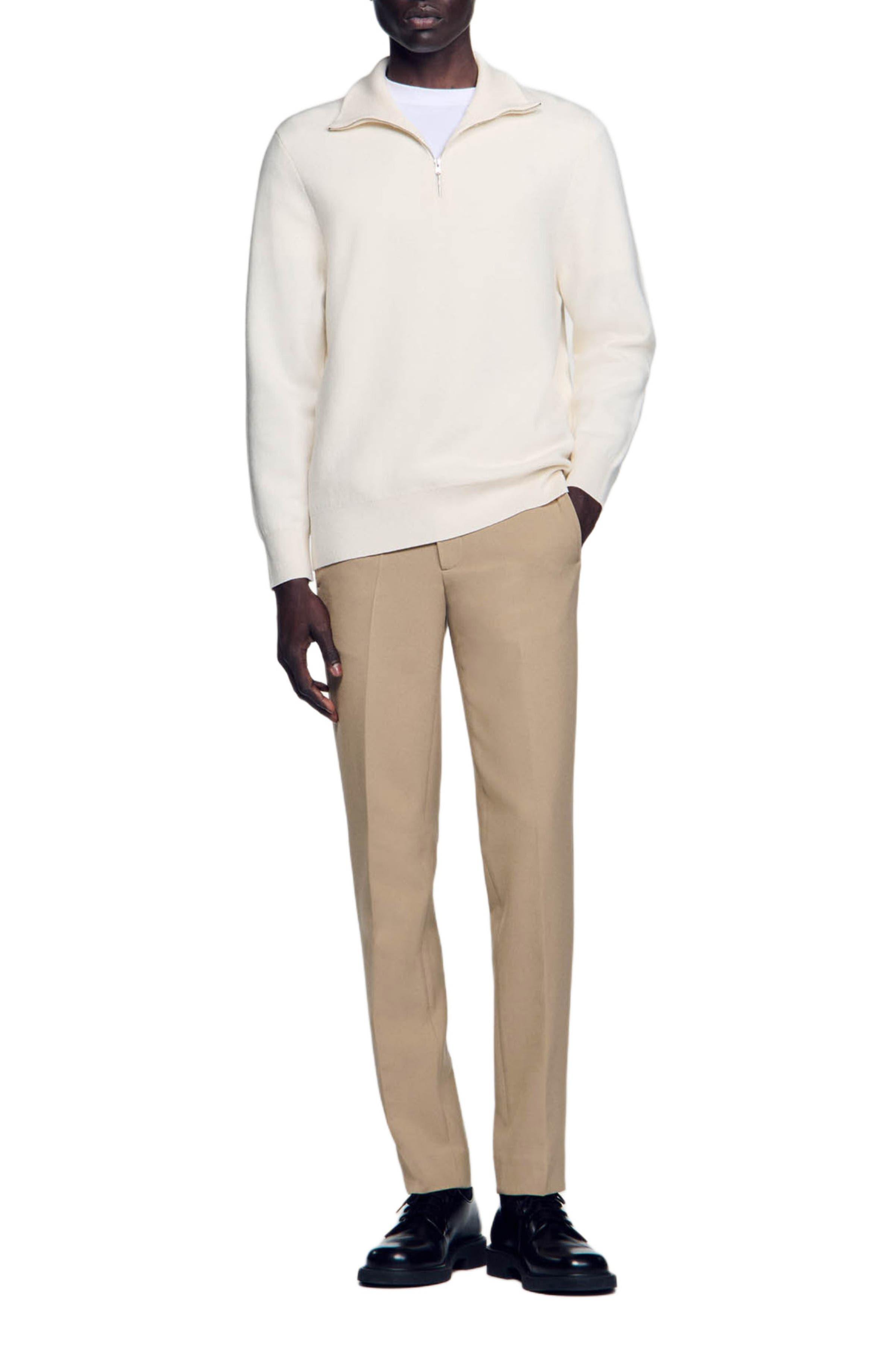 SANDRO Half-zip sweater in Ecru at Nordstrom - 6