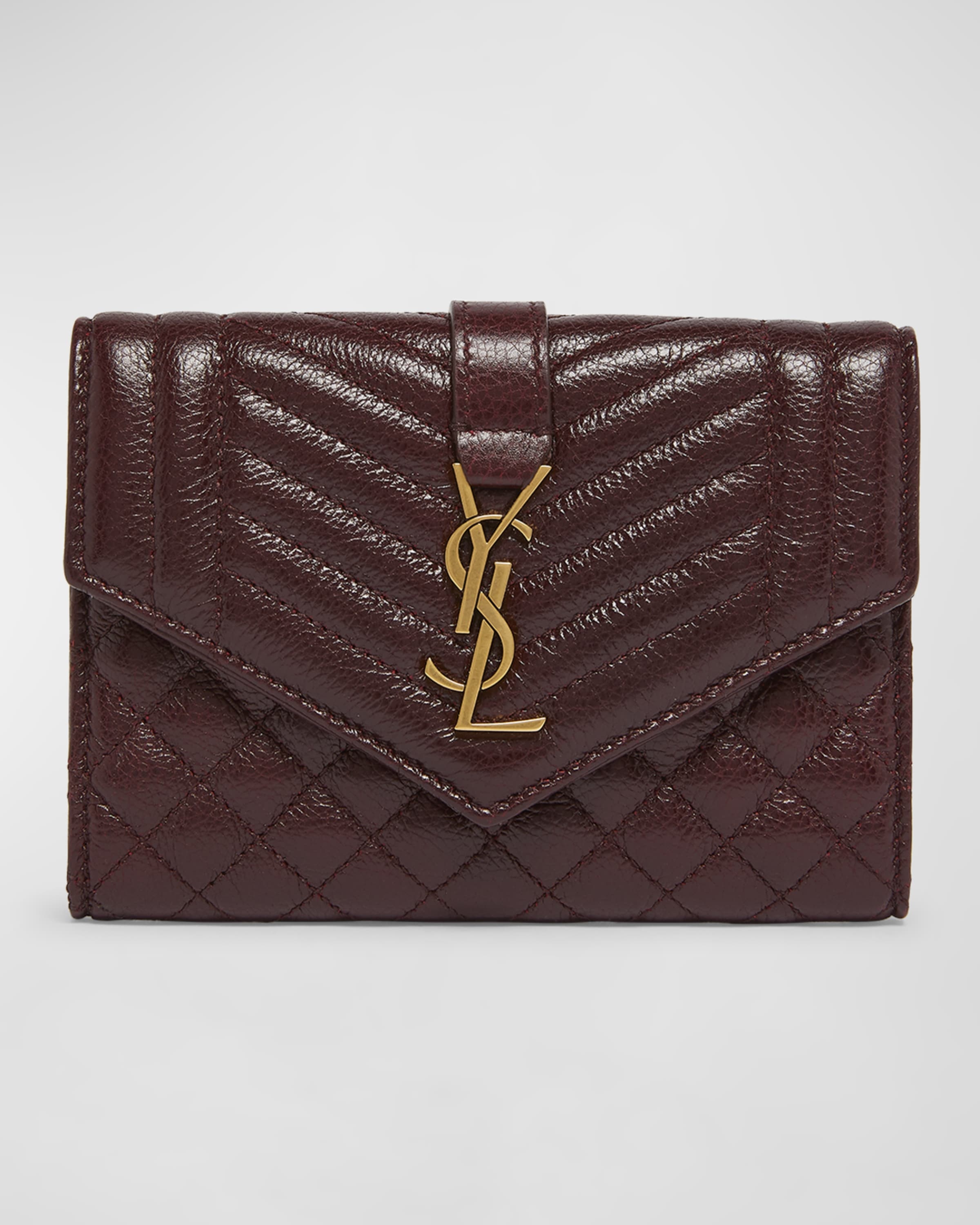 Small YSL Envelope Flap Wallet in Quilted Leather - 1