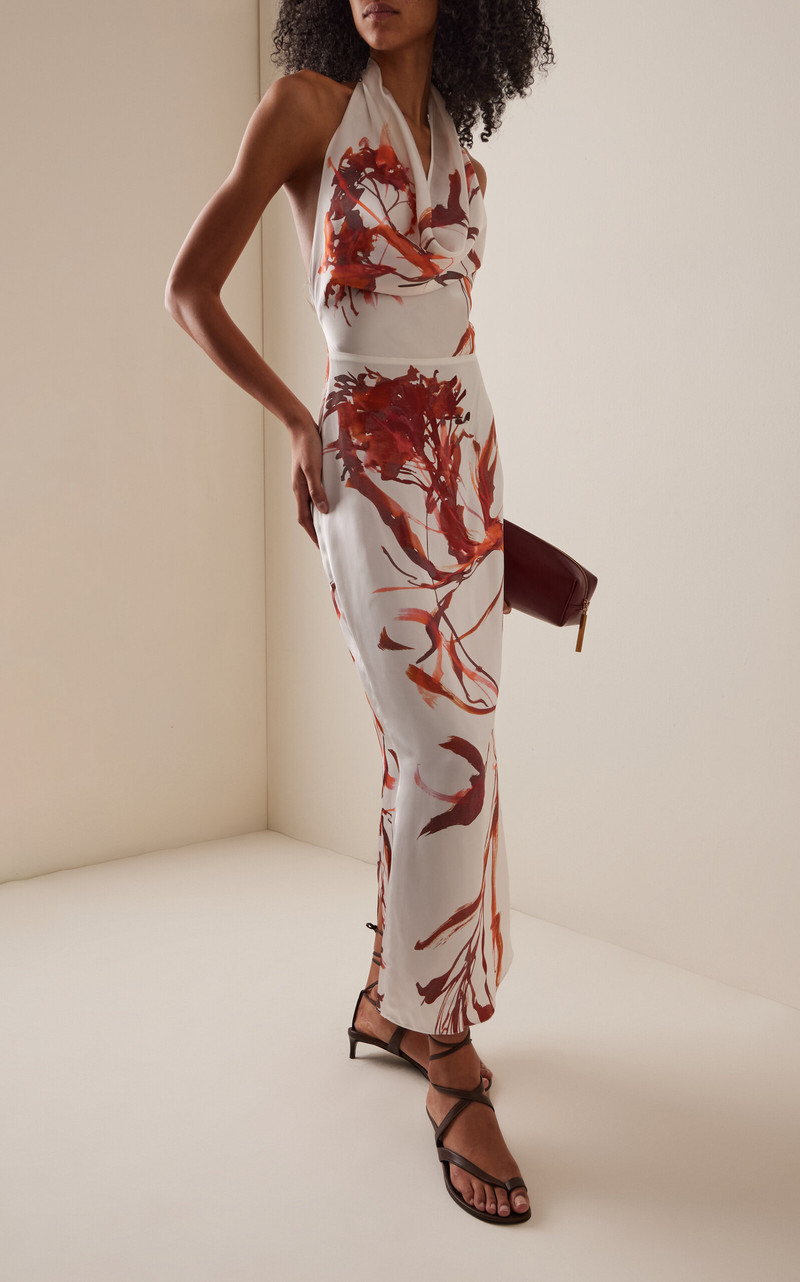 SEV Printed Satin Maxi Halter Dress print outlook