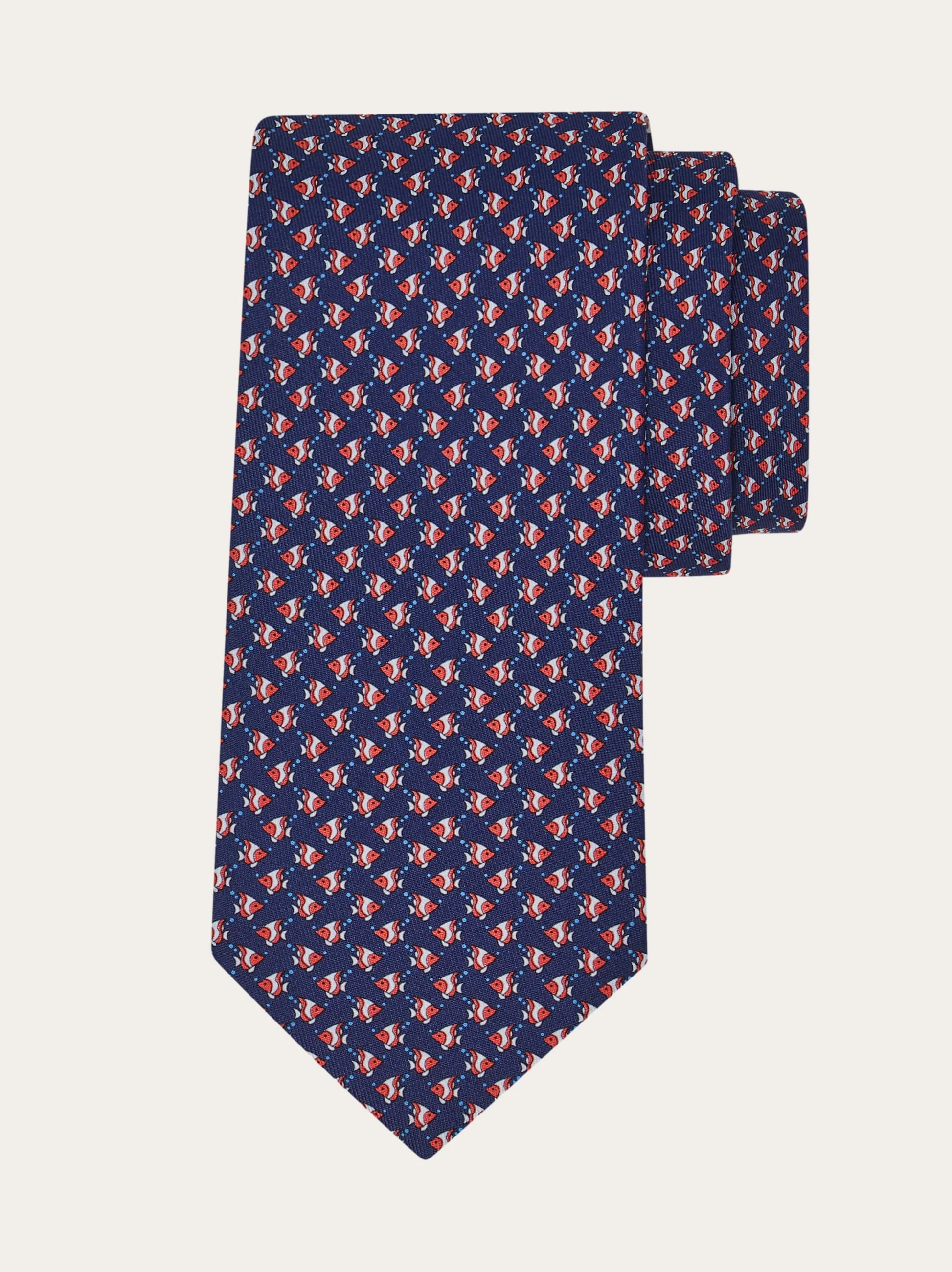 Mini fish print silk tie - 1