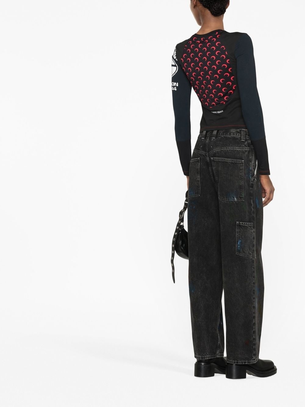 paint-effect wide-leg jeans - 4