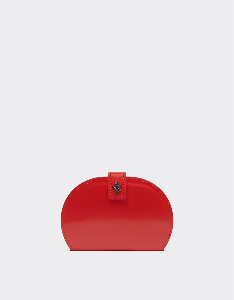 Foldable card holder in glossy brushed leather 1