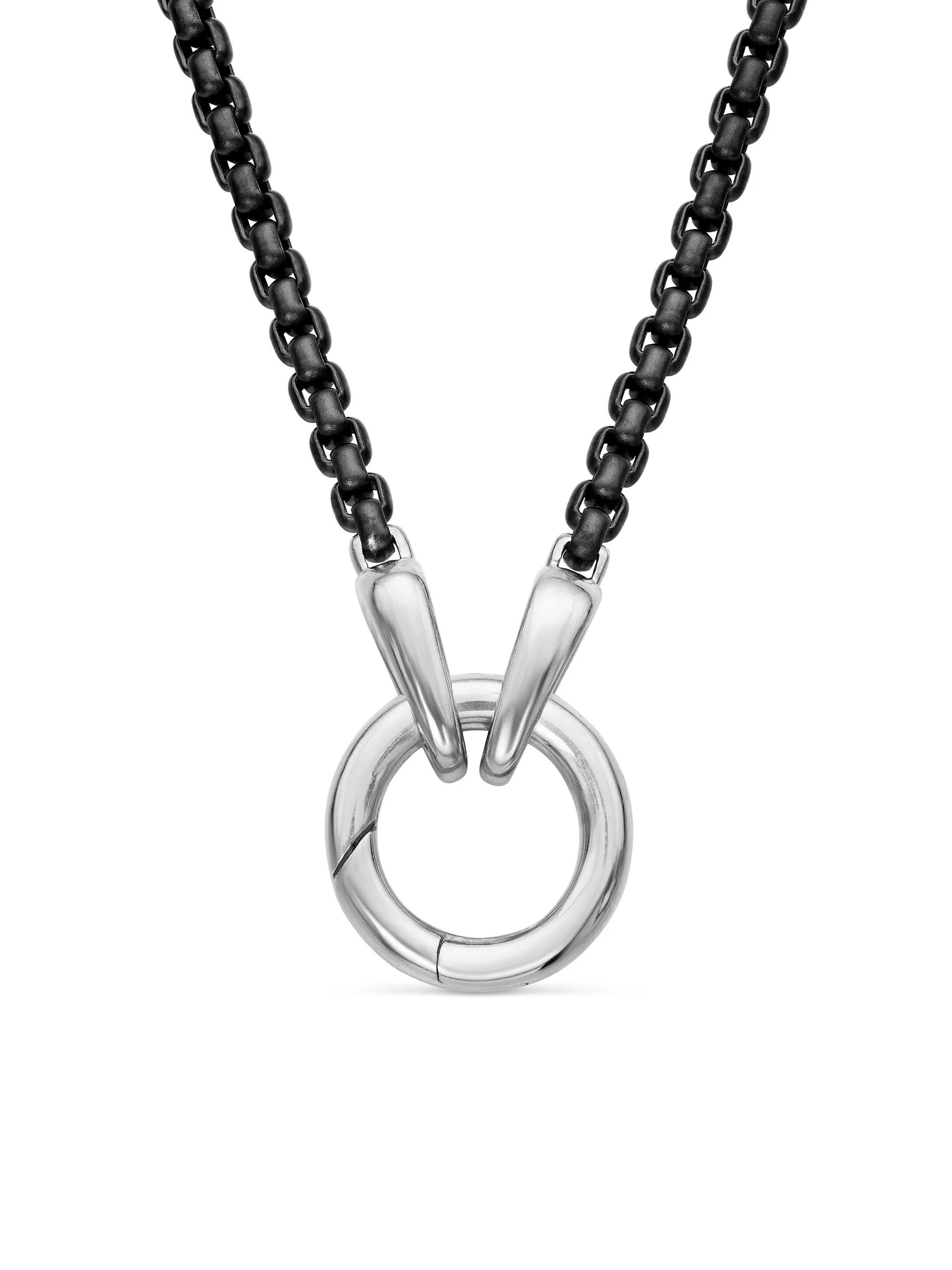 Men's Smooth Amulet Box Chain Necklace in Darkened Stainless Steel, 2.7mm - Black - 1