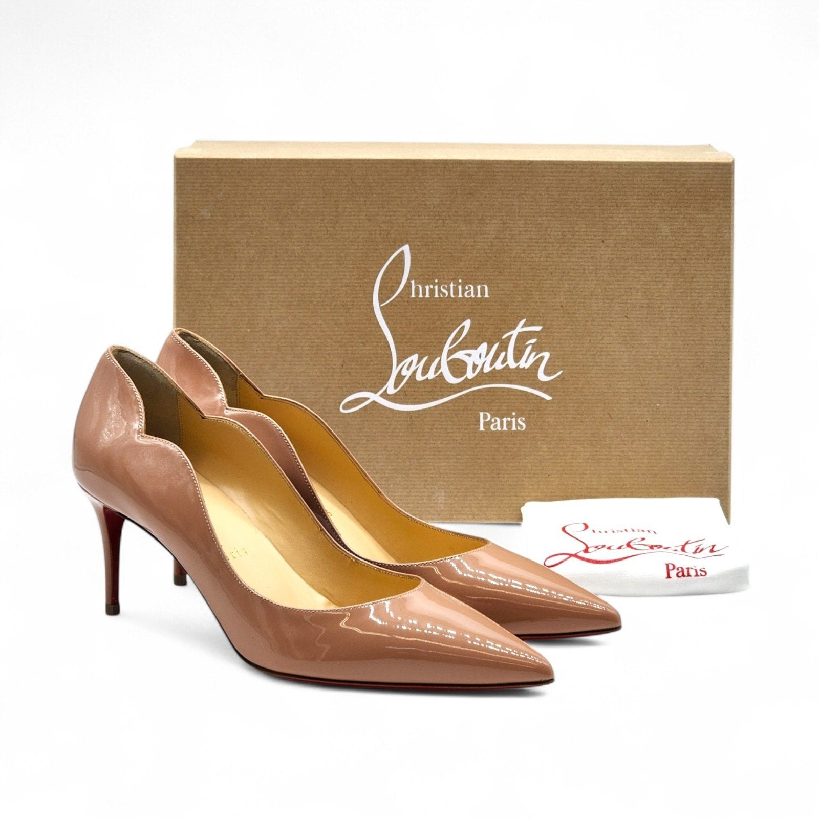 Christian Louboutin Hot Chick Patent Leather Kitten Heel Pumps Blush - 2