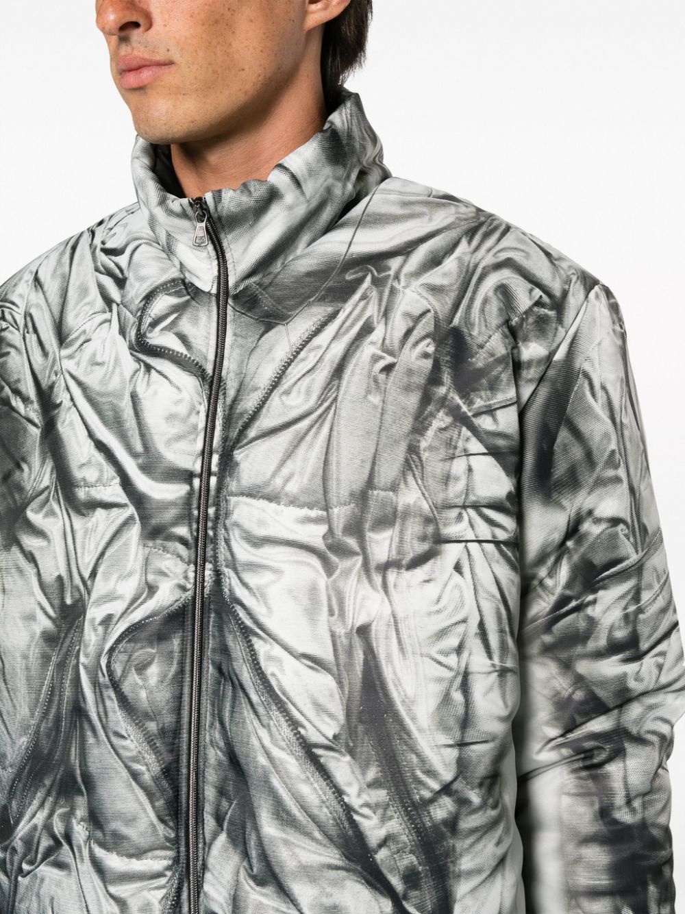 Compact-print high-neck jacket - 6