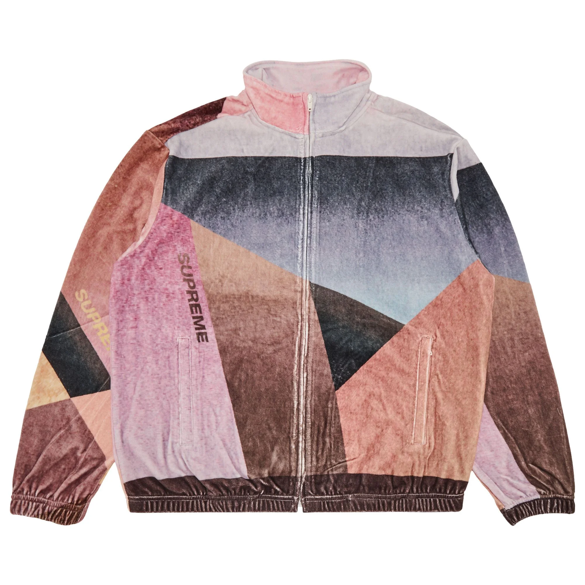 Supreme Geo Velour Track Jacket 'Pink' - 1