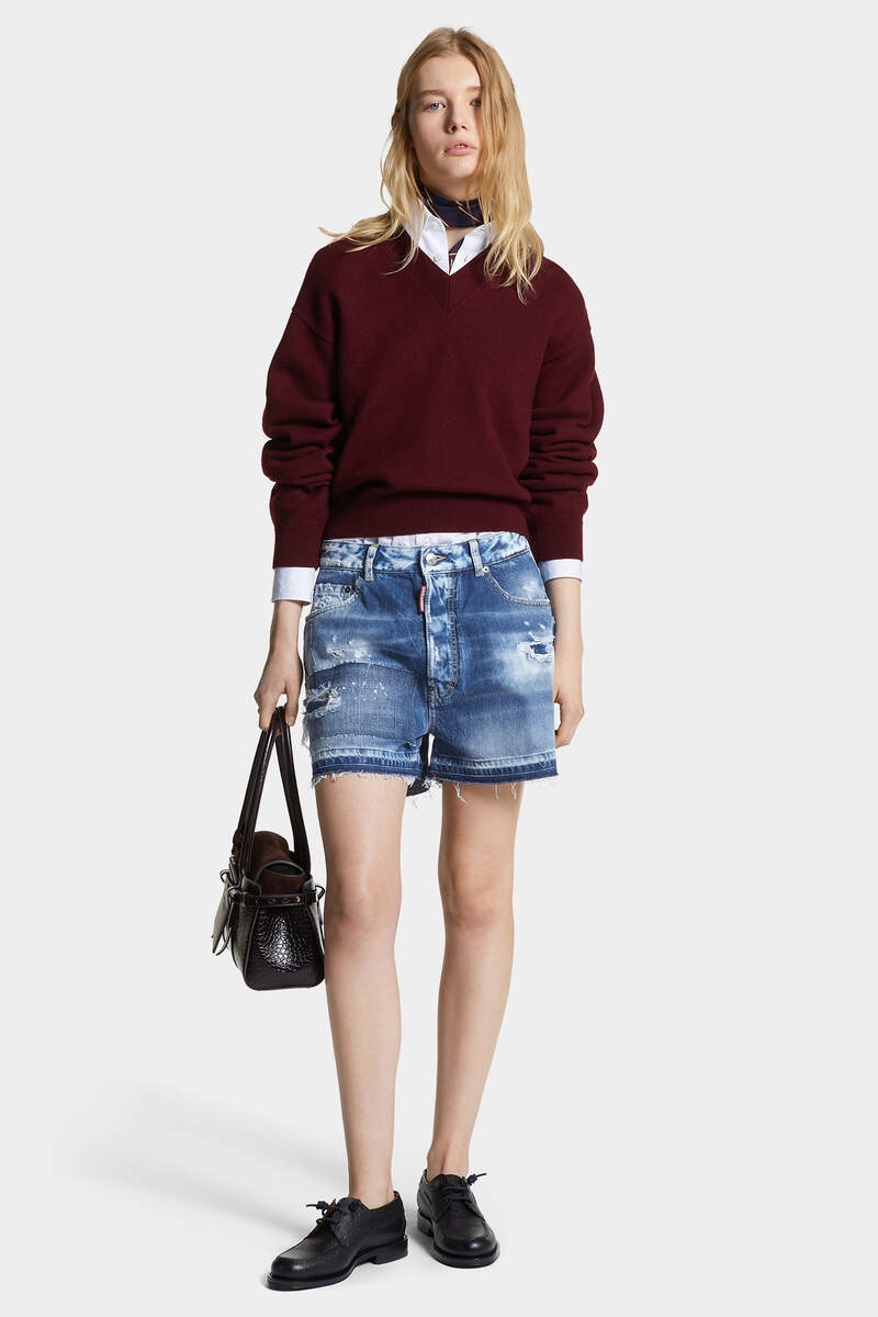 MEDIUM RIPPED WASH BAGGY SHORTS - 3