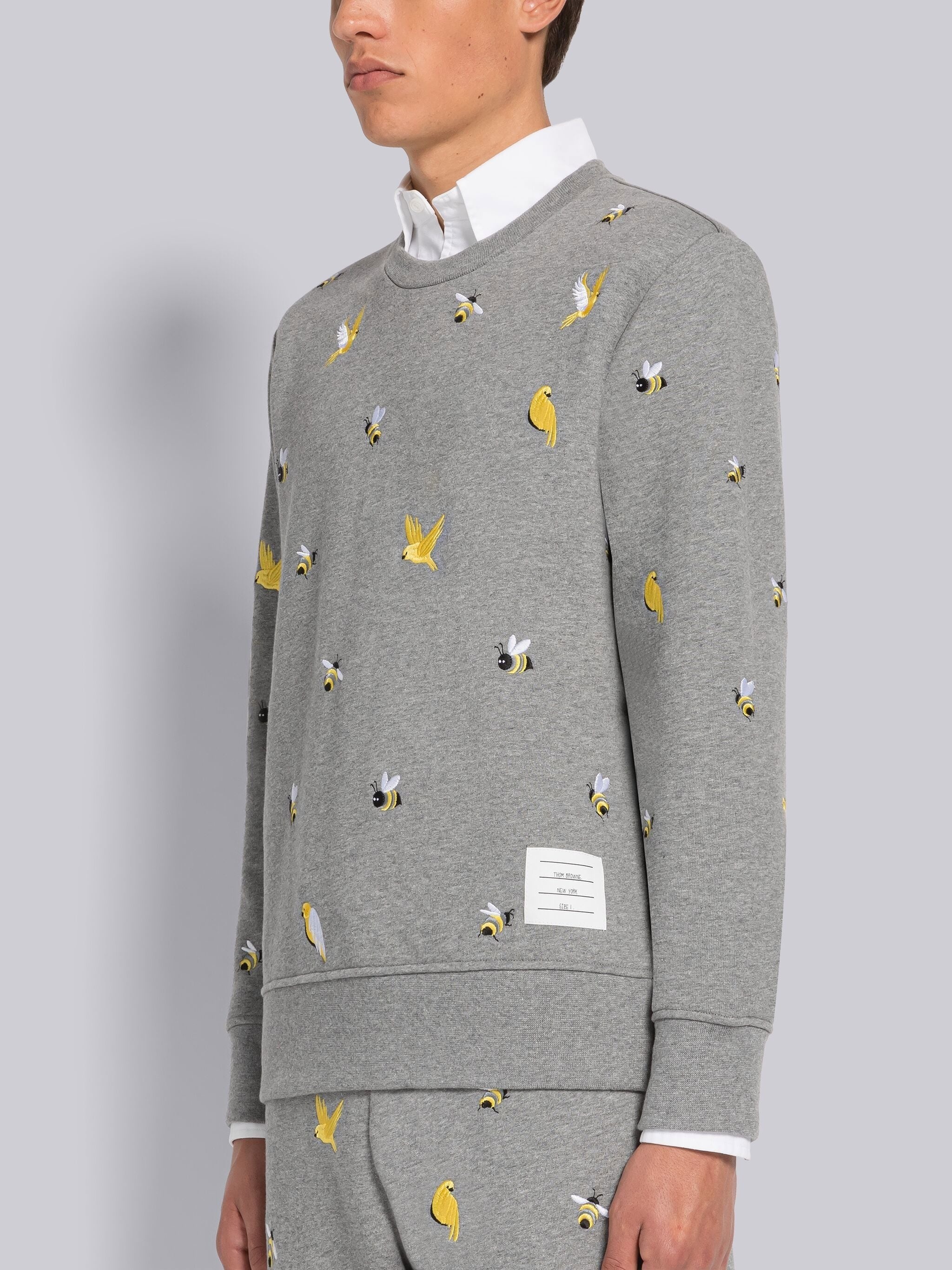 COTTON LOOPBACK BIRDS AND BEES RELAXED FIT CREW NECK SWEATSHIRT - 2