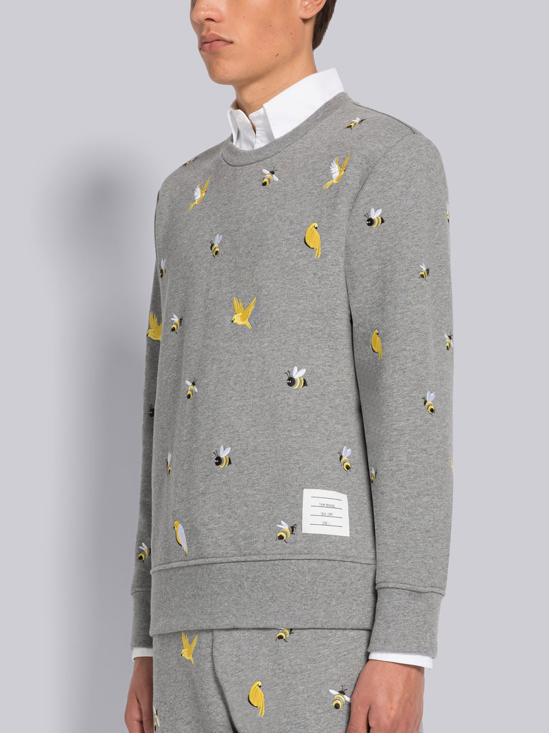 Thom Browne COTTON LOOPBACK BIRDS AND BEES RELAXED FIT CREW NECK SWEATSHIRT outlook