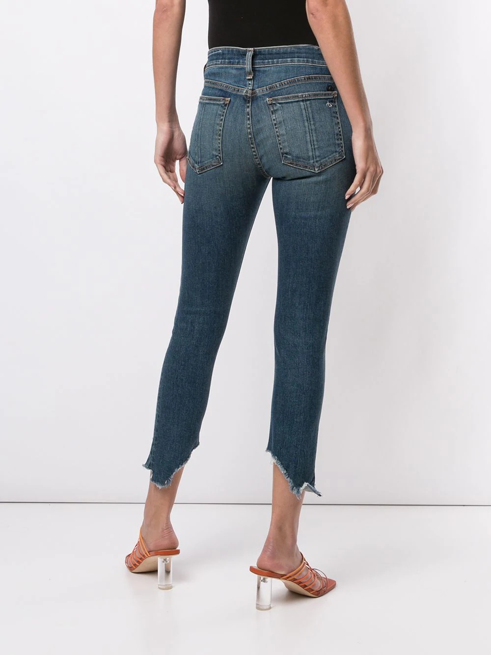 asymmetric skinny cropped jeans - 4