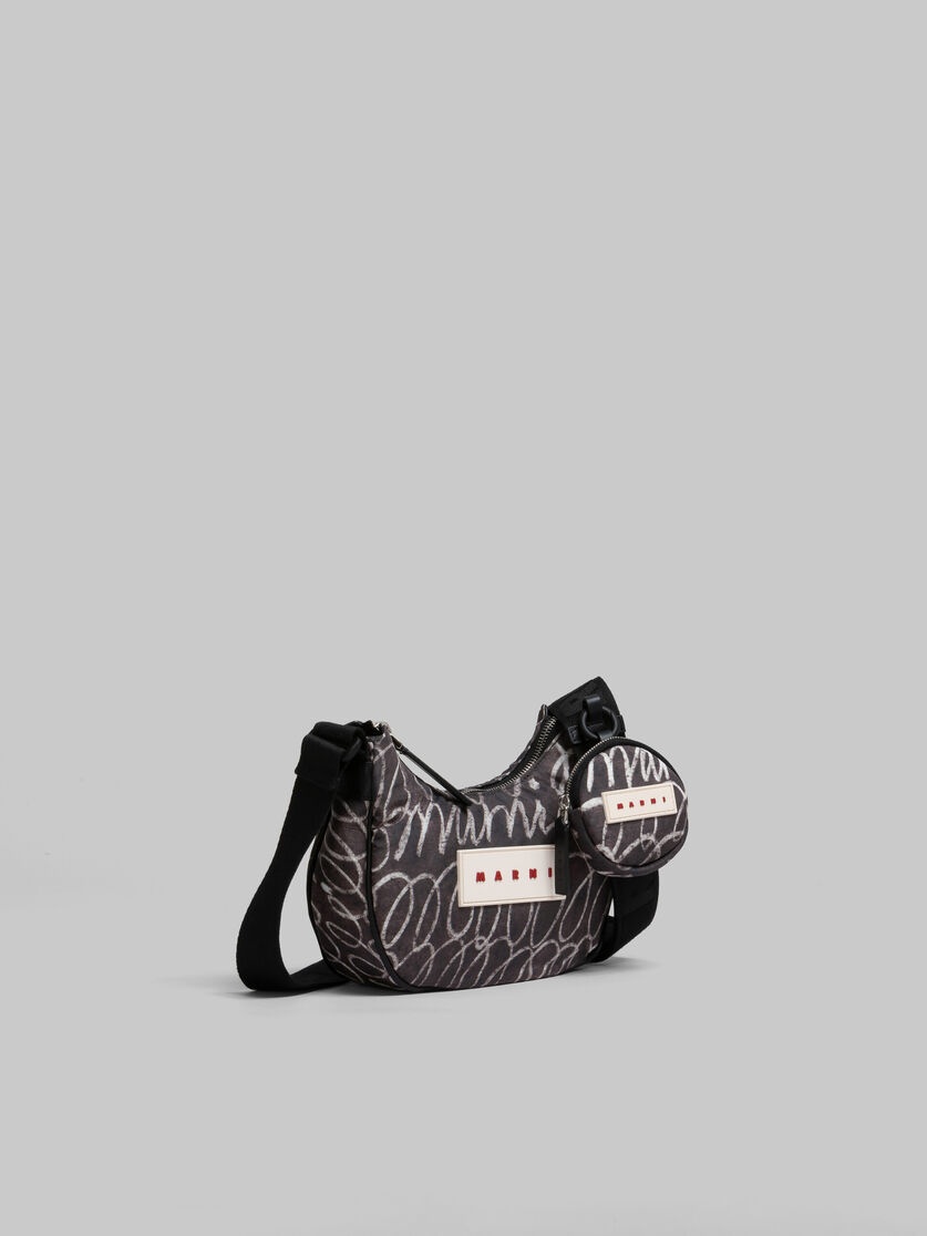 BLACK PUFF HOBO BAG WITH MARNI SCRIBBLE PRINT - 6