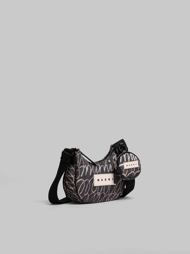 BLACK PUFF HOBO BAG WITH MARNI SCRIBBLE PRINT 6