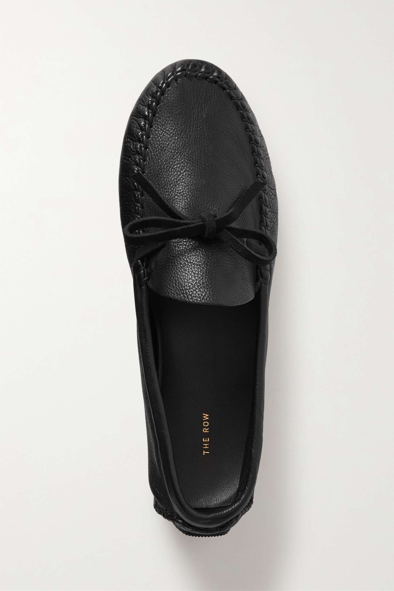 Lucca bow-embellished textured-leather loafers - 5