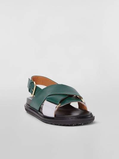 Marni CRISS-CROSS FUSSBETT IN GREEN AND WHITE LEATHER outlook