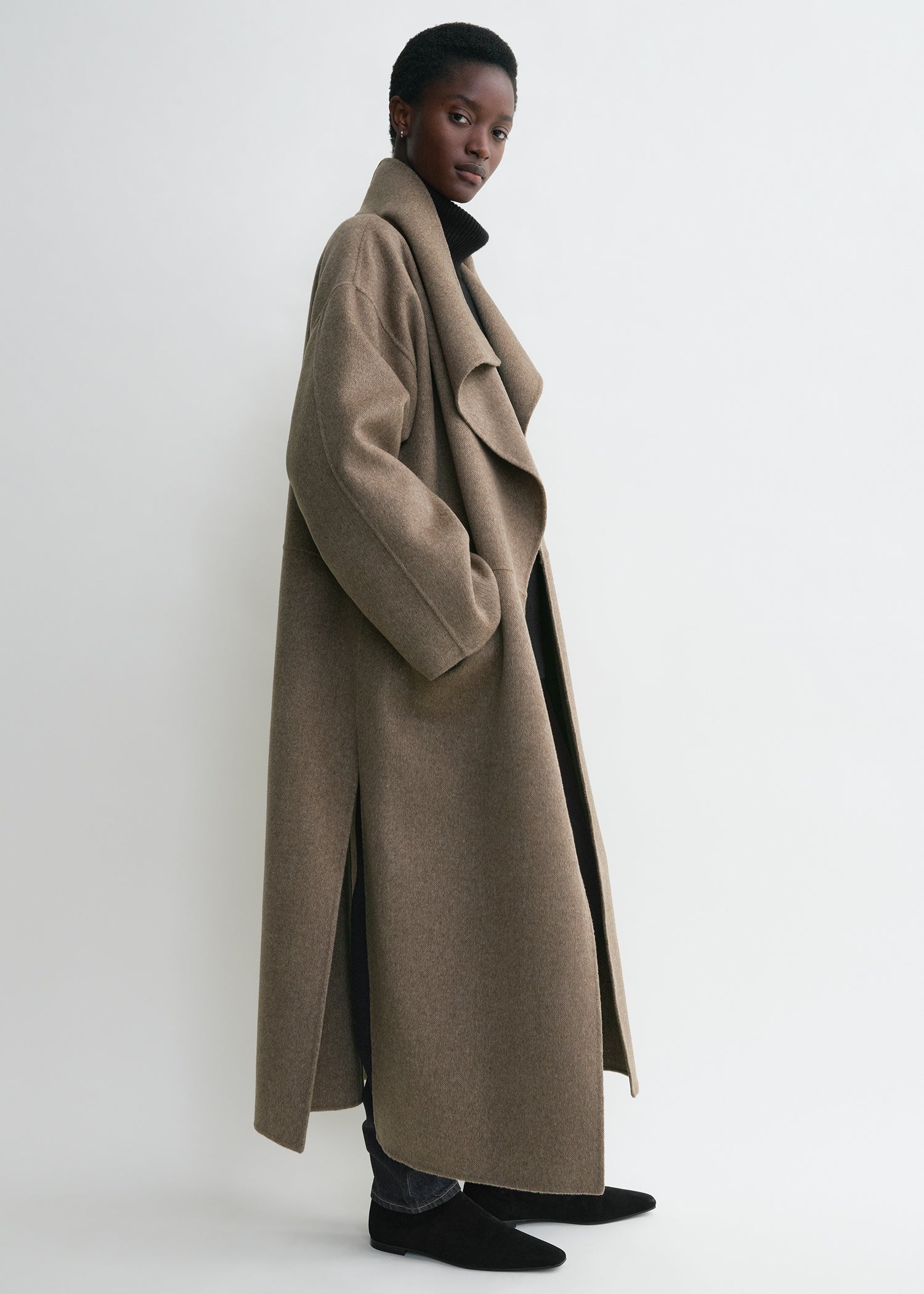 Signature wool cashmere coat oak - 3