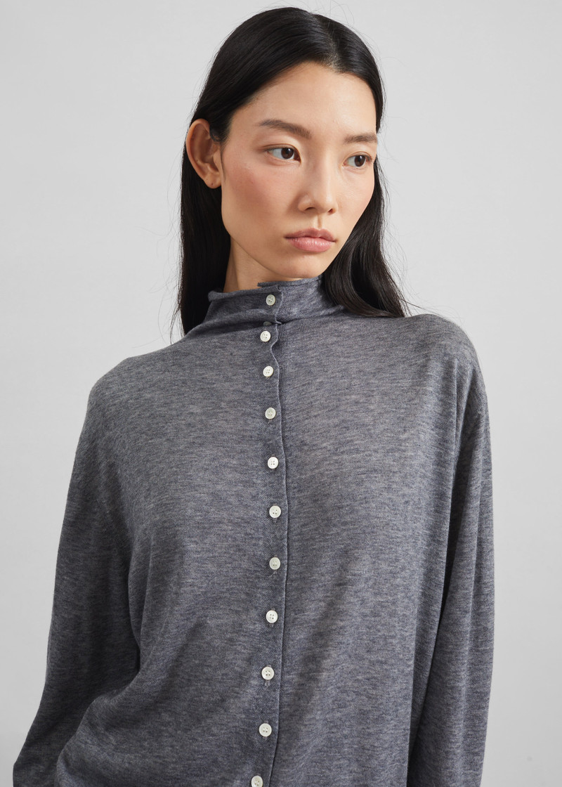 Vradal High Neck Cardigan - Grey 4
