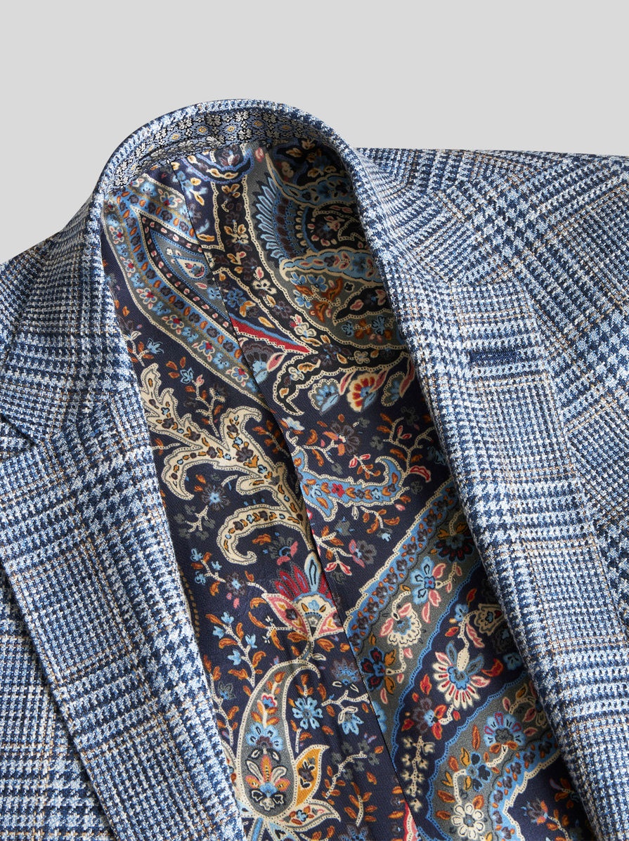CHECK LINEN- AND COTTON-BLEND BLAZER - 7