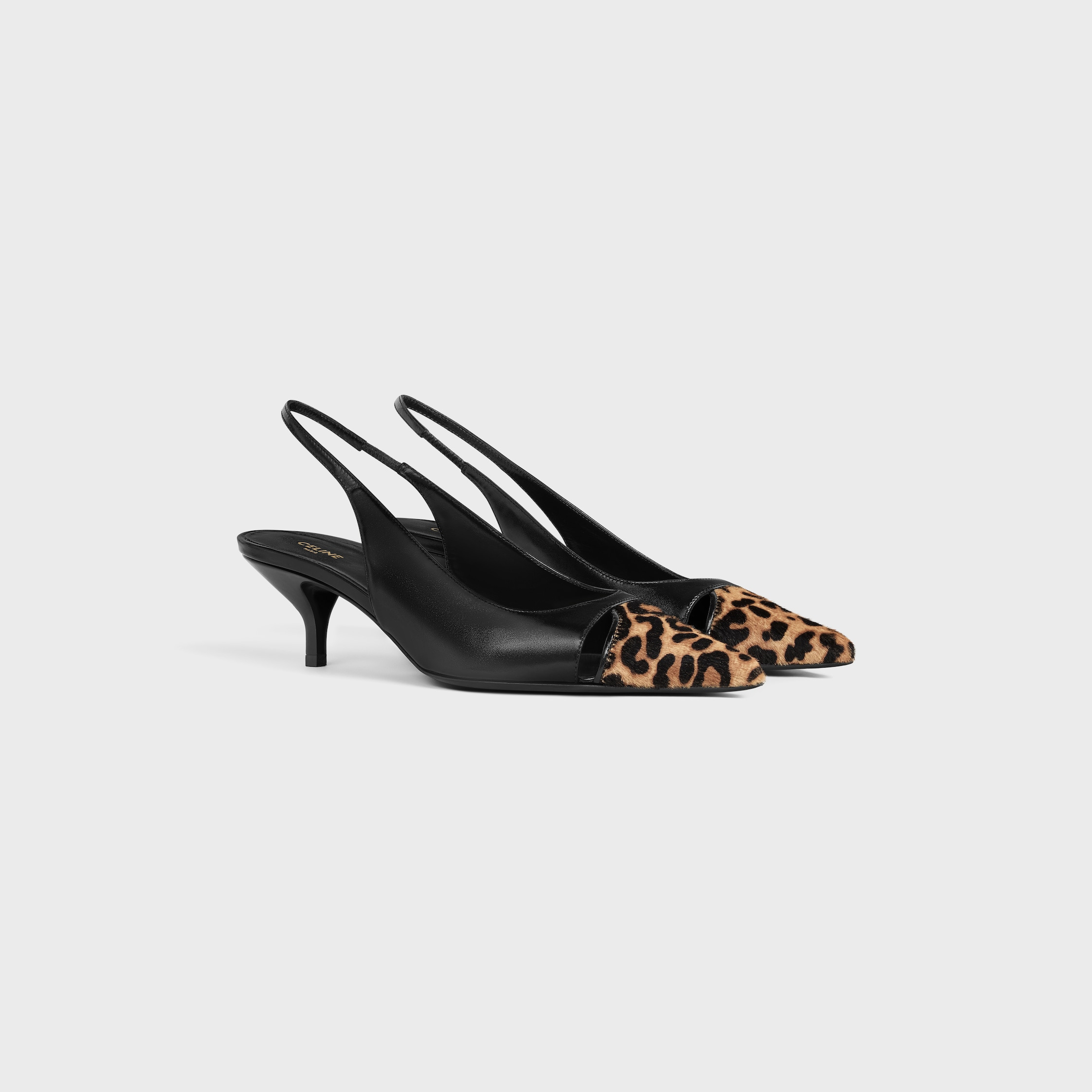 CELINE JUDY CAP TOE SKINGBACK IN CALFSKIN AND LEOPARD PRINTED HAIRY CALFSKIN - 2