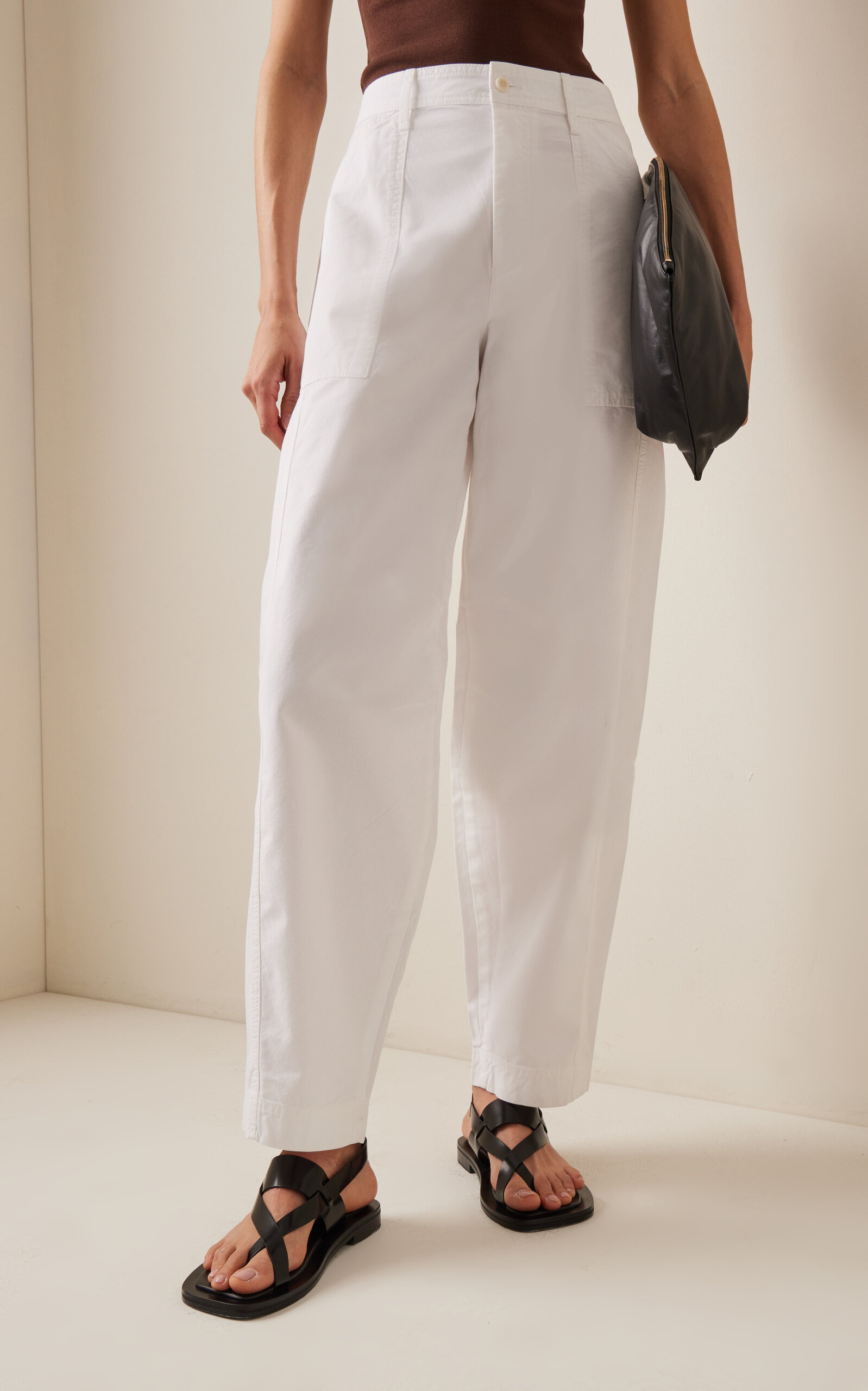 Relaxed Cotton Cargo Pants white - 3