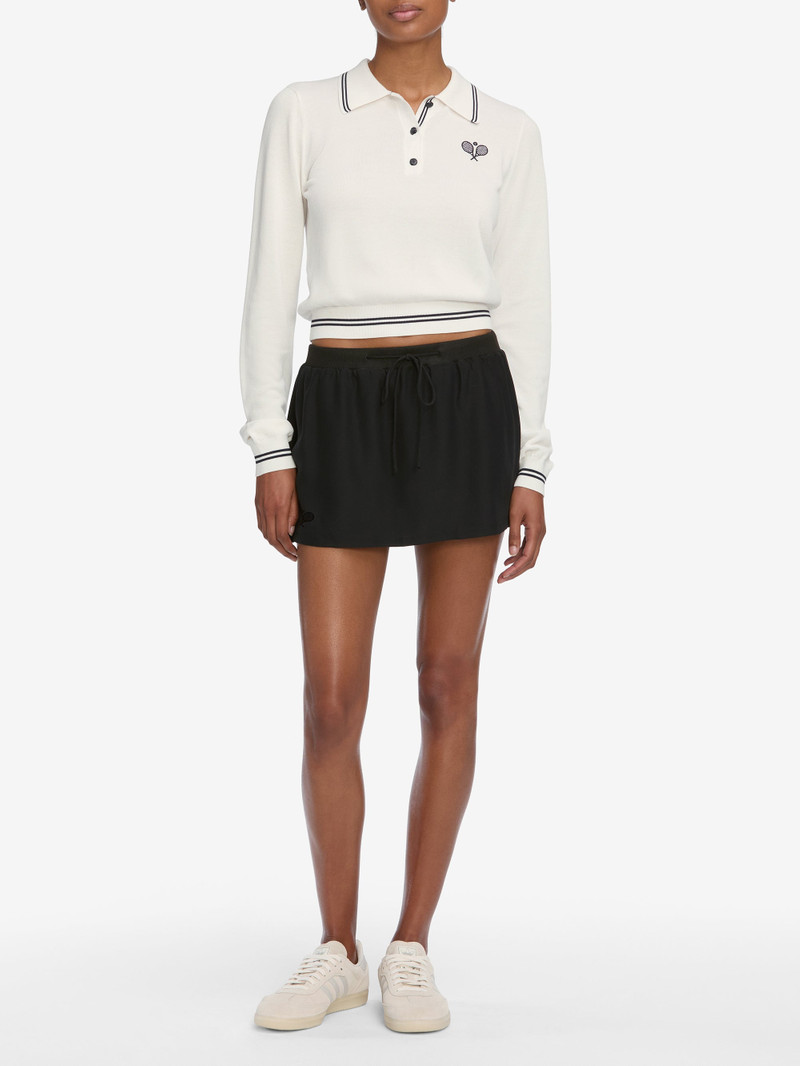 FRAME The Long Sleeve Tennis Polo in White outlook