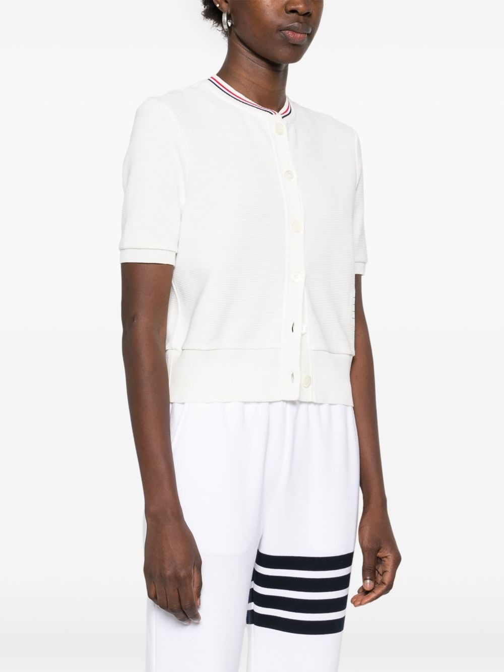 RWB-stripe cotton cardigan - 3