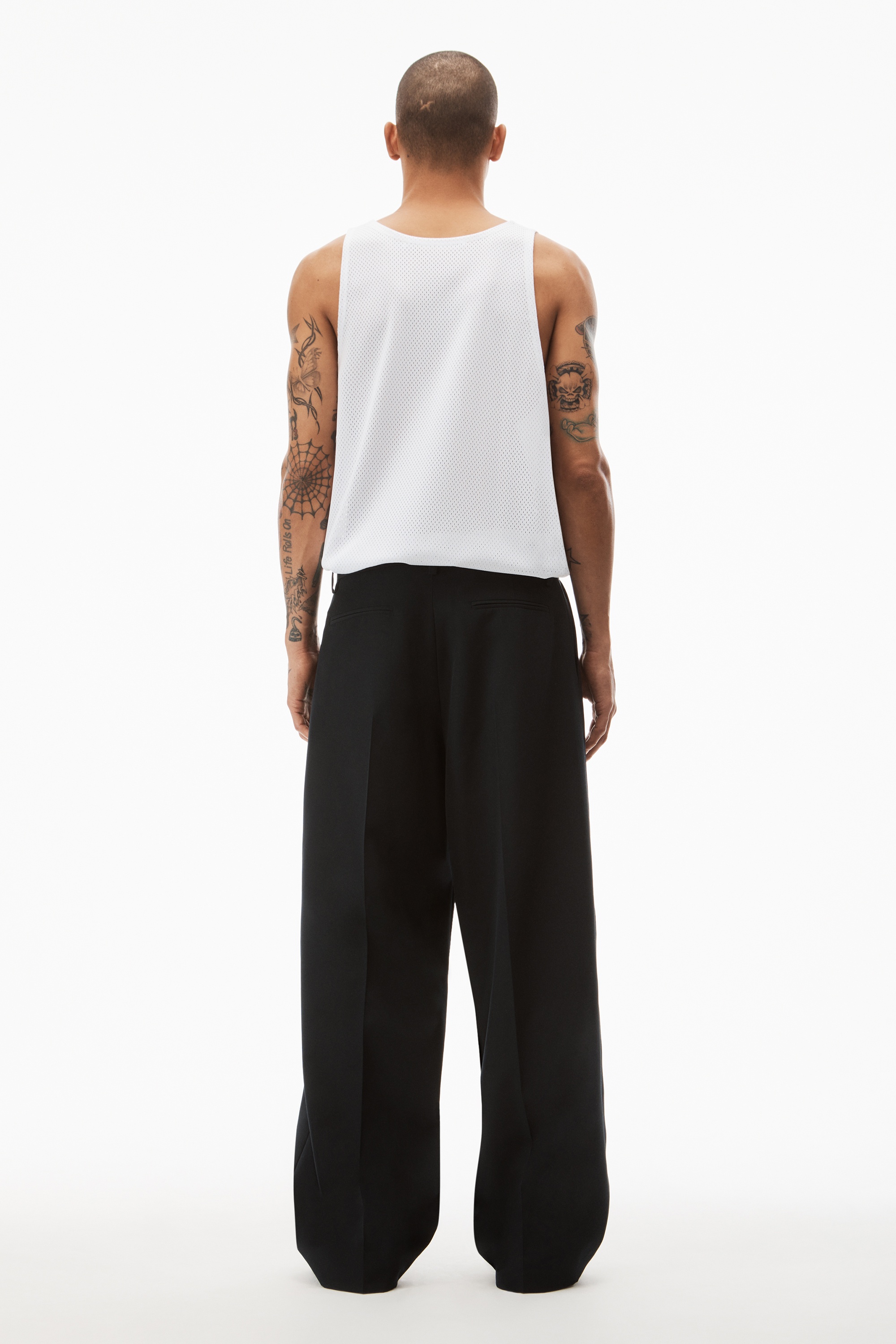 THREE PLEAT TAILORED PANT IN WOOL BLEND - 4