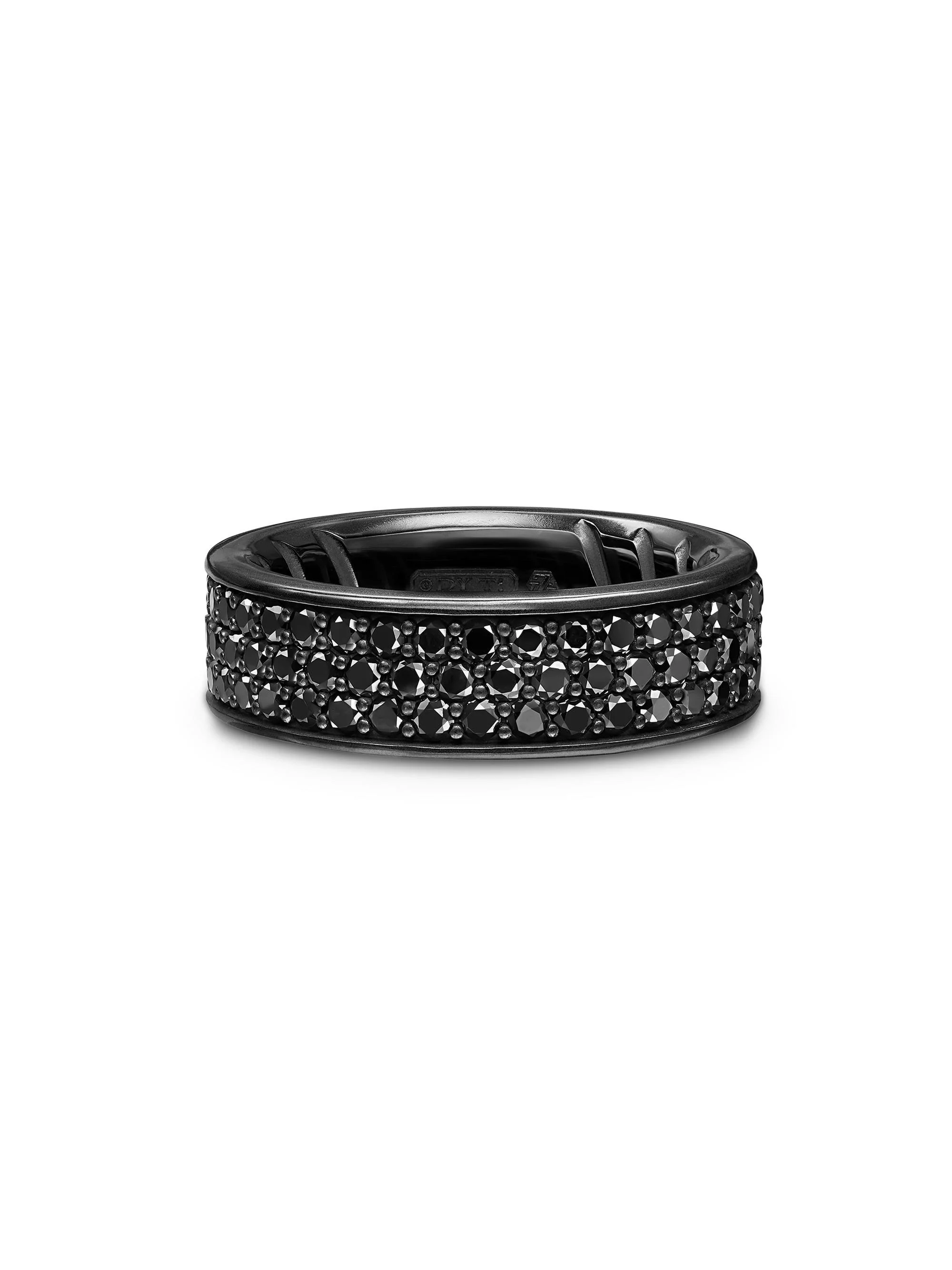 Men's Streamline Band Ring in Black Titanium - Black Diamond - 1