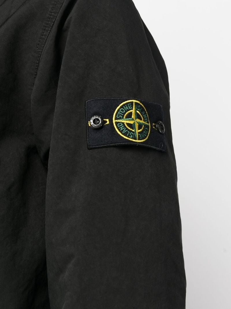 logo-patch single-breasted coat - 5