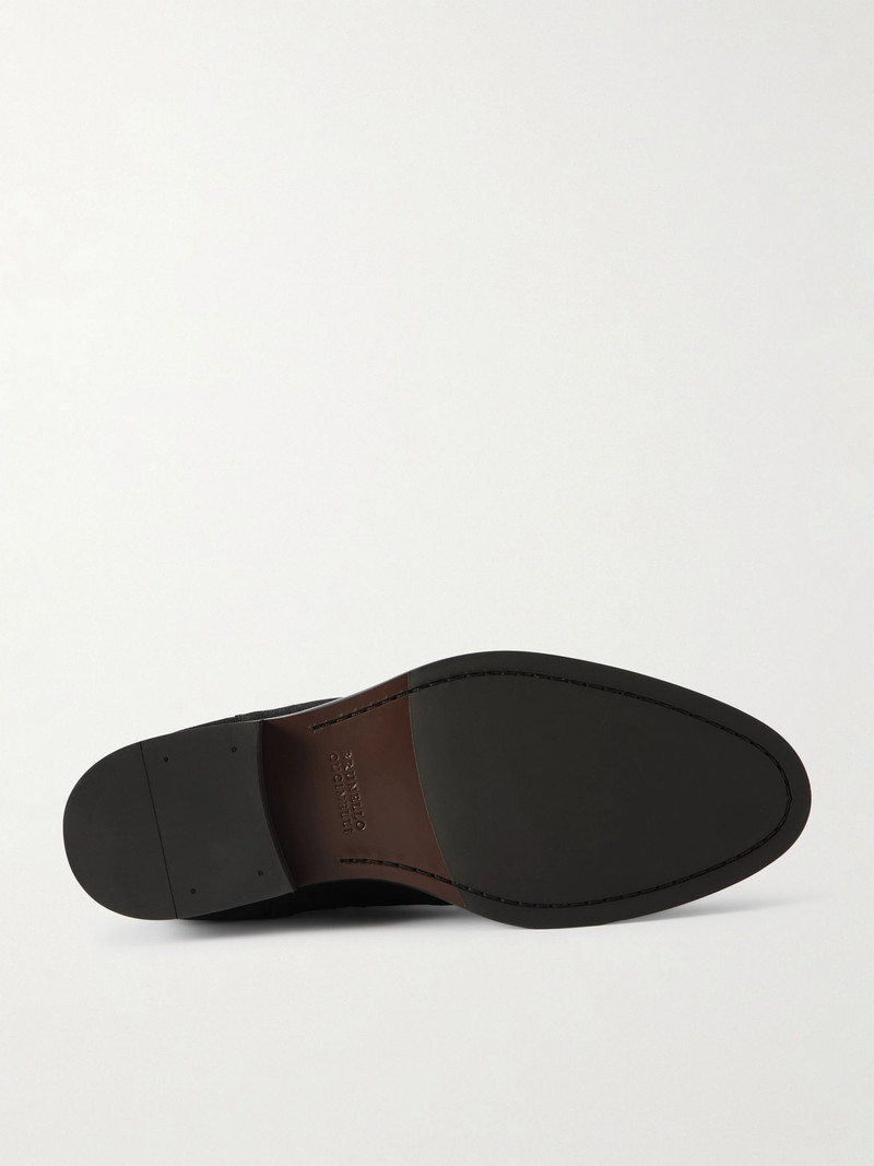 Brunello Cucinelli Waxed-Suede Chelsea Boots Black outlook