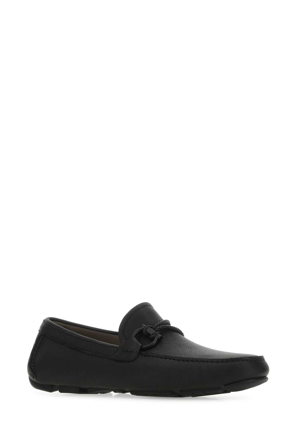 Salvatore Ferragamo Men Black Leather Loafers - 2