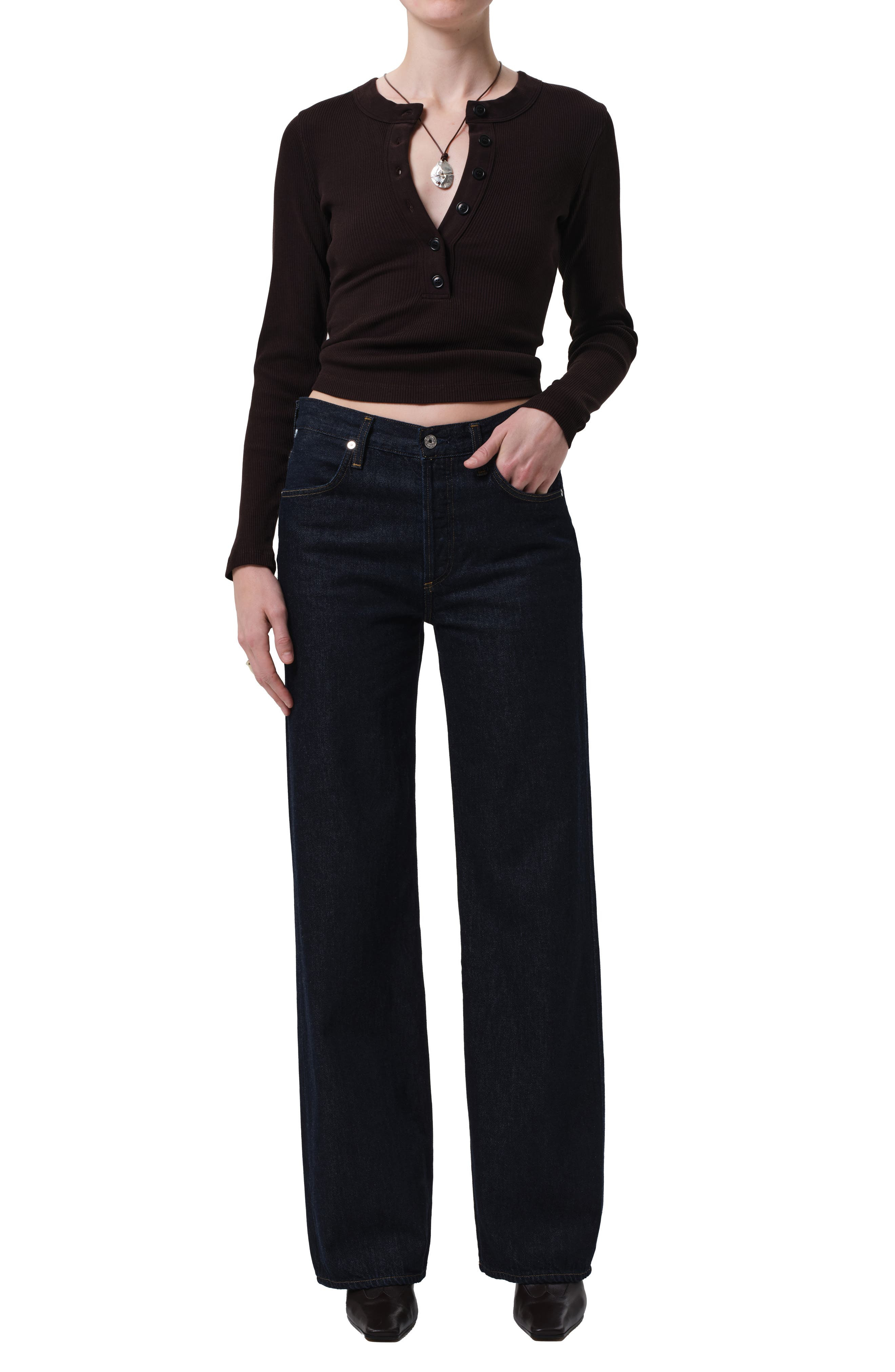 Citizens of Humanity Varra Rib Henley in Chocolate Md D at Nordstrom - 5