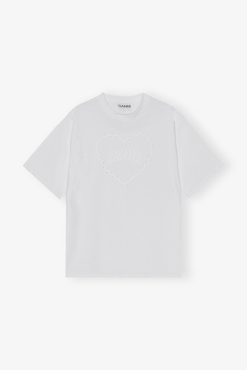 WHITE HEAVY COTTON DROP SHOULDER HEART T-SHIRT 1