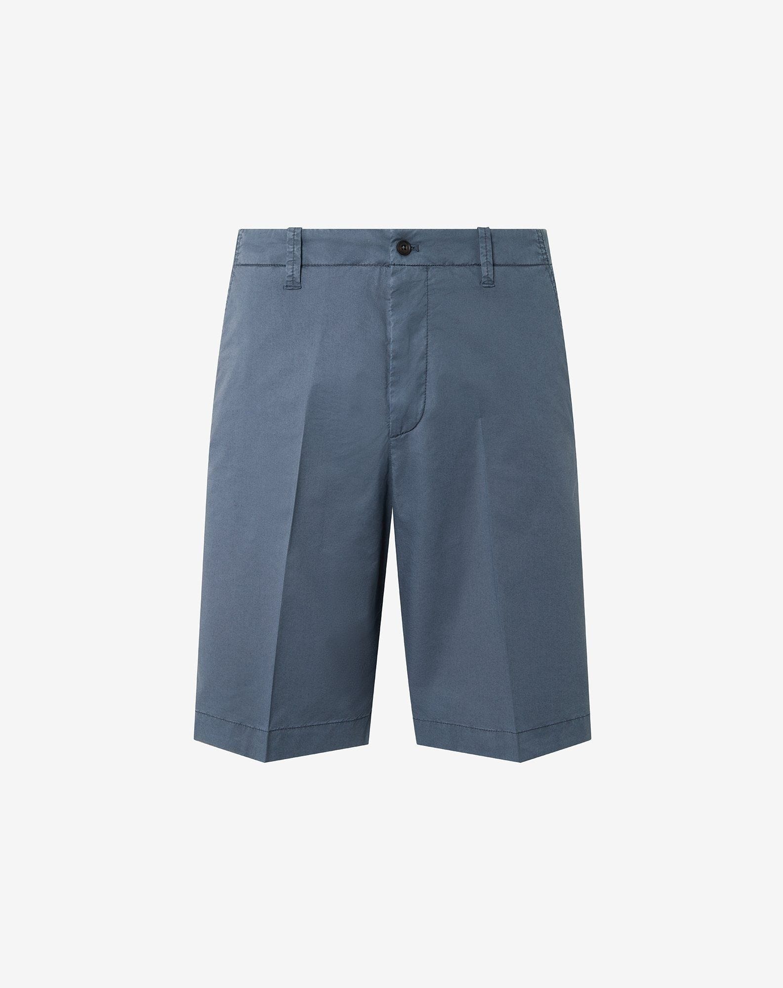 Blue stretch satin Bermuda shorts - 1