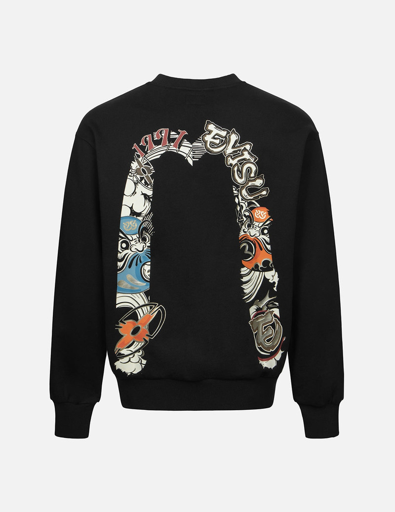 EVISU Logo and Ninja Daruma Daicock Print Relax Fit Sweatshirt outlook