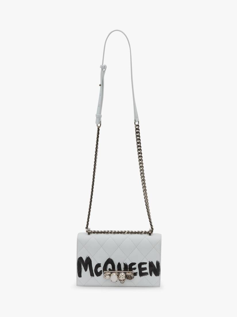 Jewelled Satchel in Ivory/black - 5