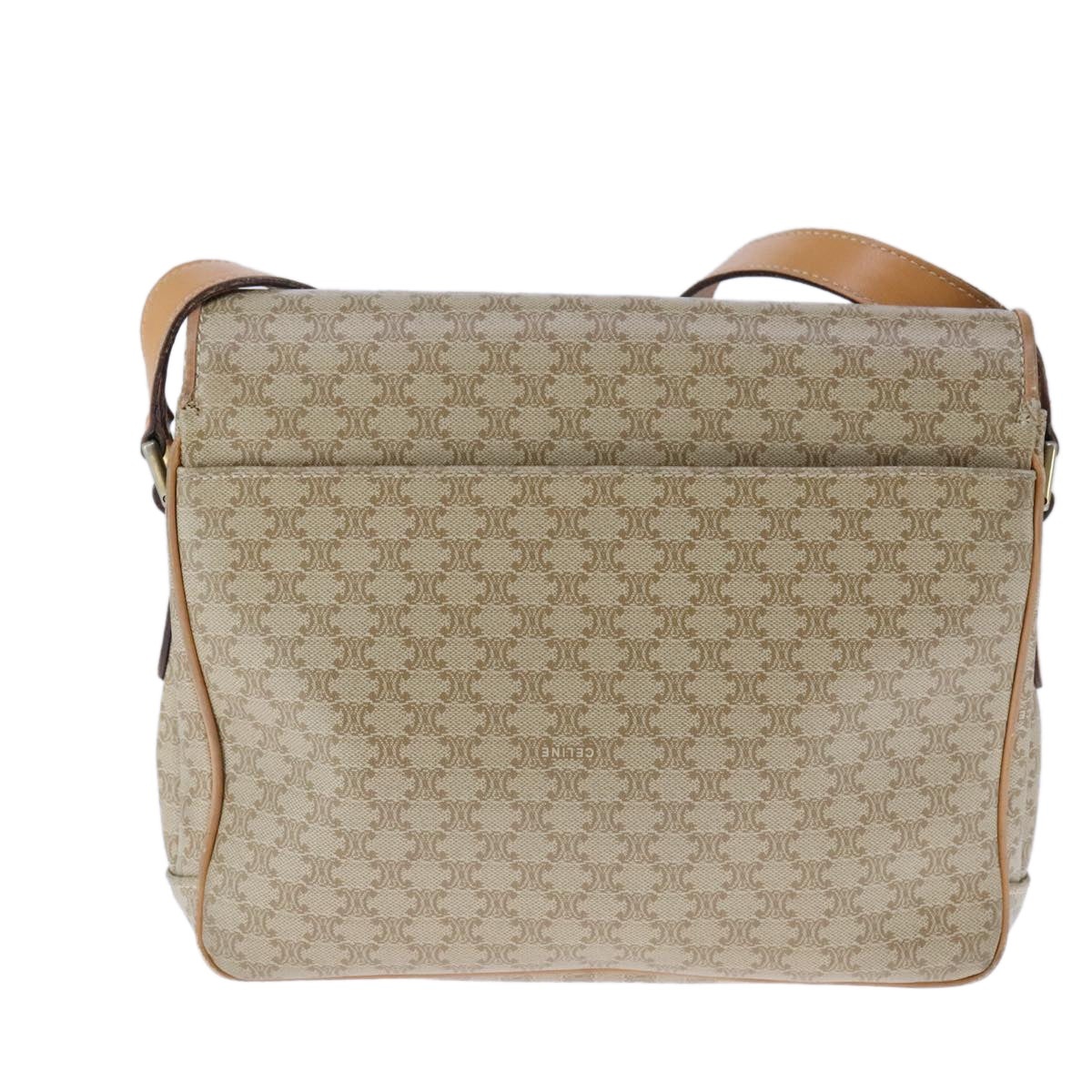 CELINE Macadam Canvas Shoulder Bag Pvc Leather Beige - 2