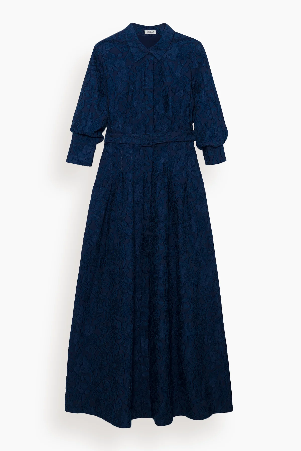 Courtney Long Sleeve Belted Gown in Midnight - 1