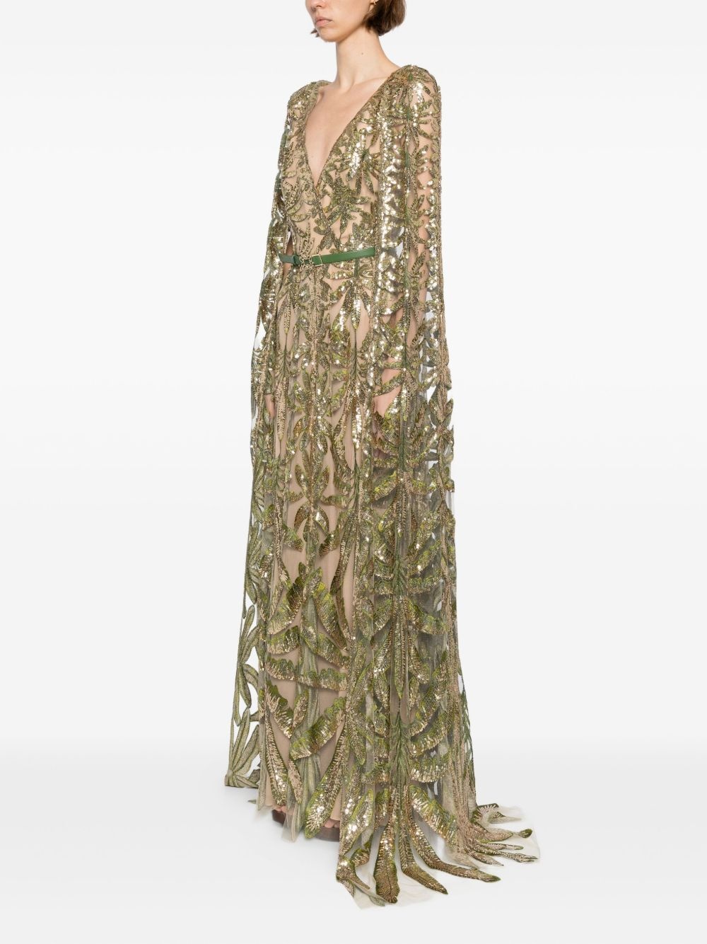 Embroidered Tulle Long Dress - 3