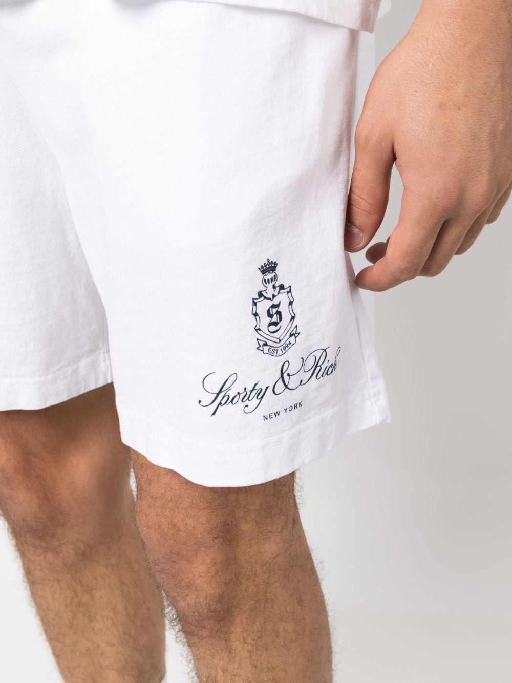 logo-print cotton track shorts - 6